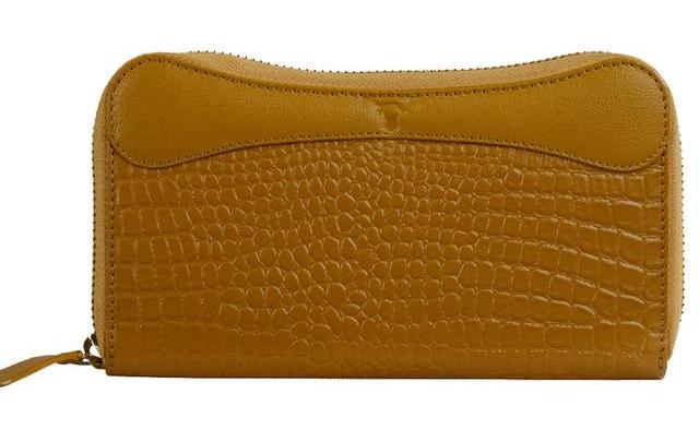Hidekraft Genuine Leather Women's Wallet, Yellow
