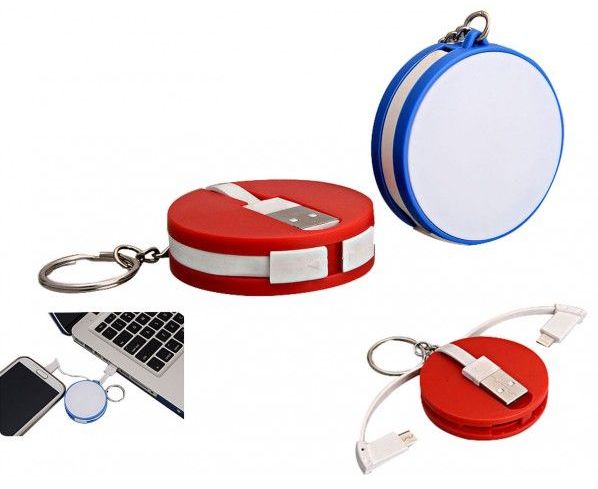 Round Keychain with Multi Connector Data Cable