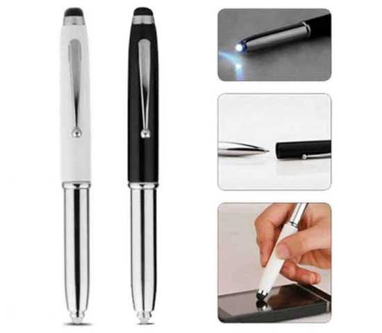 Metal pen with stylus & torch