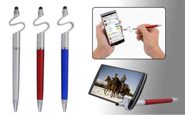 S shape pen with Stylus & mobile stand