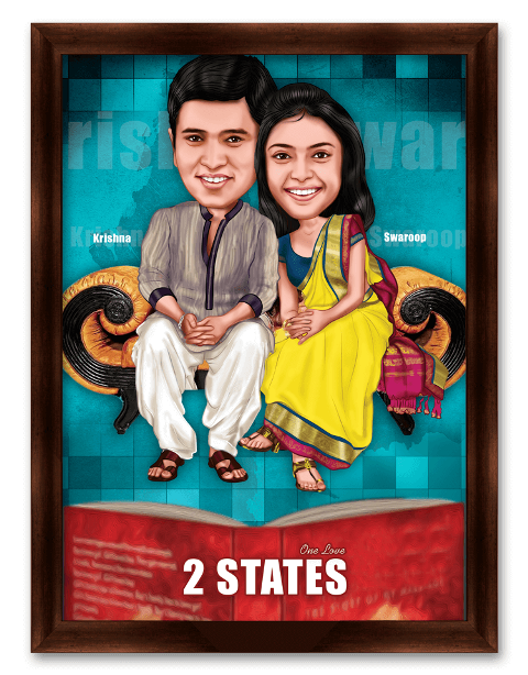 2 States Caricature Gift for Couple
