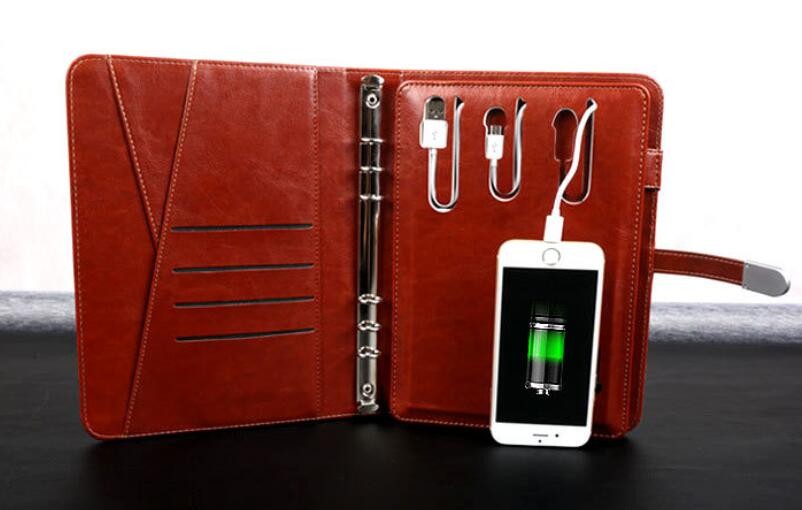 Leather Diary with 3000 mAh Power Bank