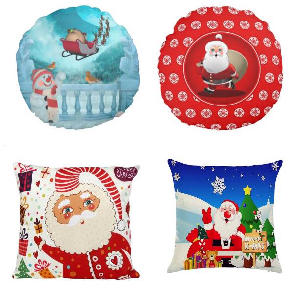 Santa Claus Round Pillows & Square Pillows