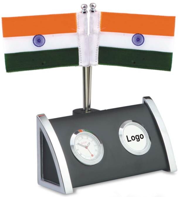 India Flag Table Piece With Clock1