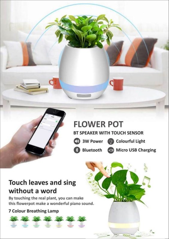 Flower Pot BT Speaker With Touch Sensor