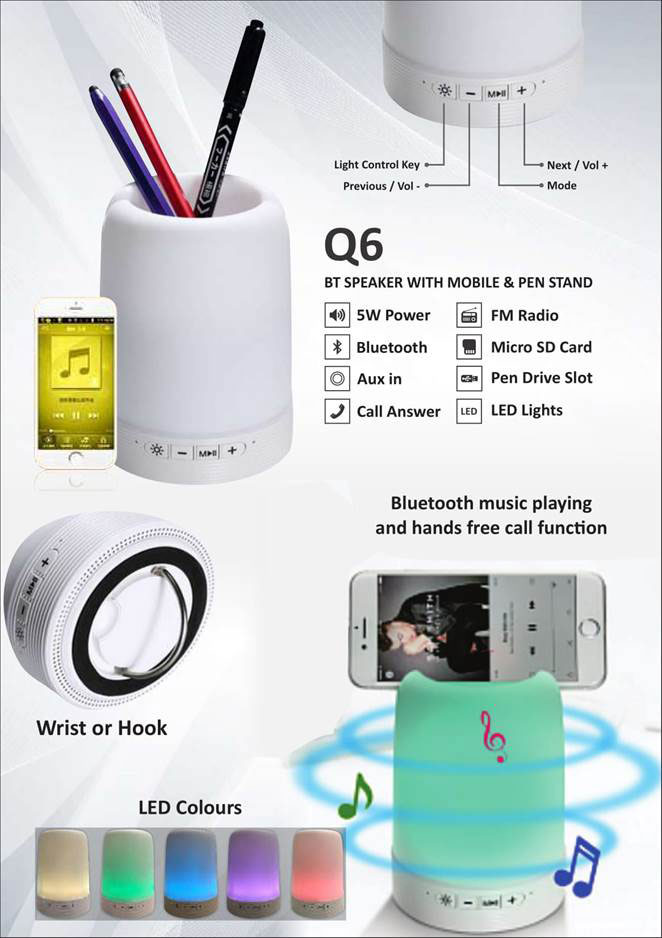Q6 BT Speaker With Mobile & Pen Stand