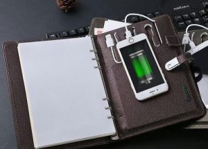 leather diary with power bank