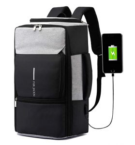 Fur Jaden Grey Unisex Casual Backpack Bag with USB Charging Port
